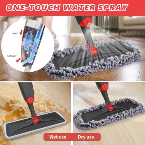 HOMTOYOU Microfiber Hardwood Floor Mop: Spray Mop - Image 2