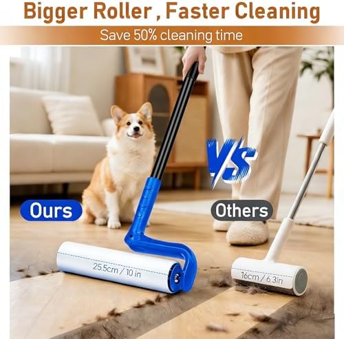 10" Large Lint Roller for Pet Hair Extra Sticky, Floor Lint Rollers Long Handle - Image 2