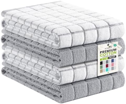 Kitinjoy Premium Kitchen Towels, Large 100% Cotton Terry 390 GSM Kitchen Hand by Kitinjoy