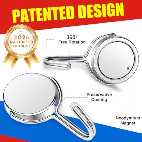 4 Pack Heavy Duty Magnetic Hooks, 80LBS Swivel Swing Magnet Hooks - Image 4