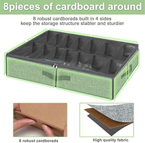 homyfort 28 Pairs Shoe Organizer Under Bed, Underbed Shoe Storage Boxes Bins - Image 2