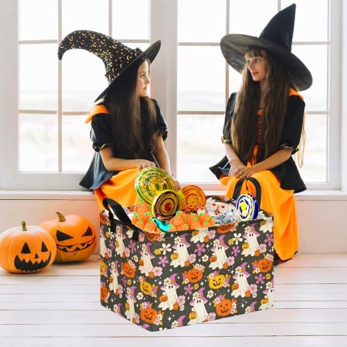 Halloween Pumpkin Ghost Storage Basket, Foldable Toy Organizer Bin - Image 6