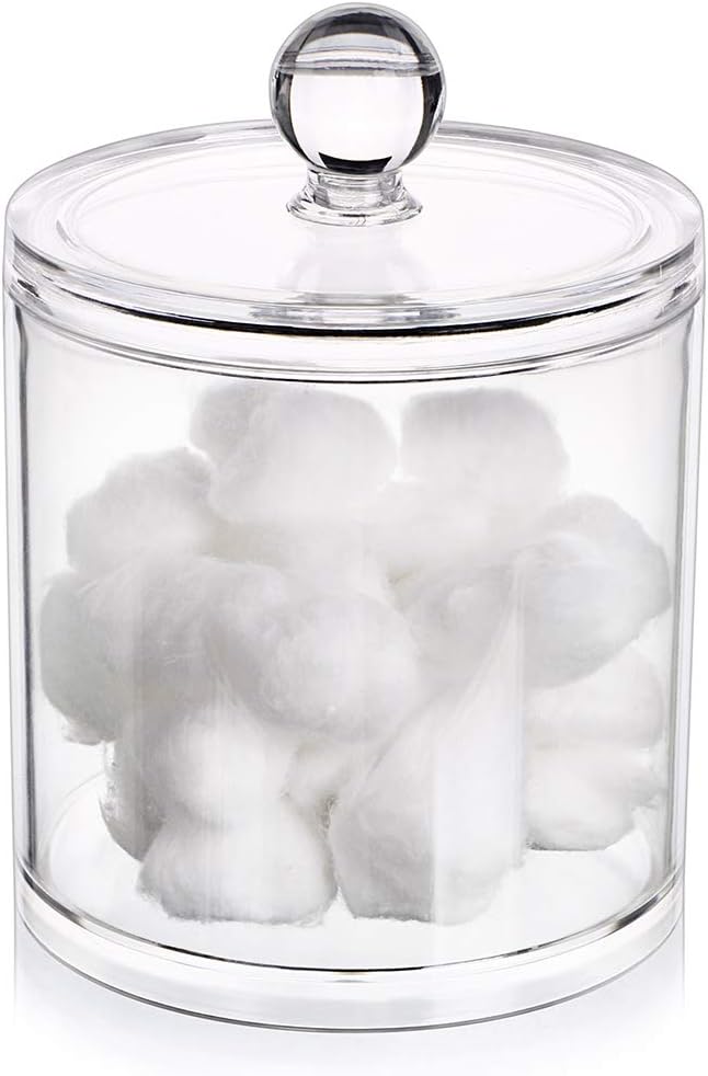 Hipiwe Cotton Ball and Swab Holder Organizer Clear Acrylic Apothecary Jar by Hipiwe