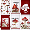 Sunnyray 6 Pack Mushroom Kitchen Towels, Absorbent Microfiber Gnome Dish Towels by Sunnyray