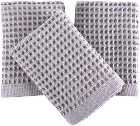 PÜSKÜL Natural 100% Turkish Cotton Waffle Hand and Kitchen Towels Set of 3 by P%C3%BCsk%C3%BClTextile