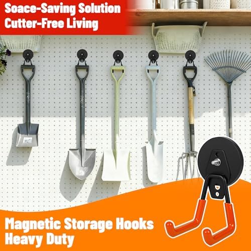 4 Pack Heavy Duty Magnetic Garage Hooks, No Drill Installation and Rubber - Image 6
