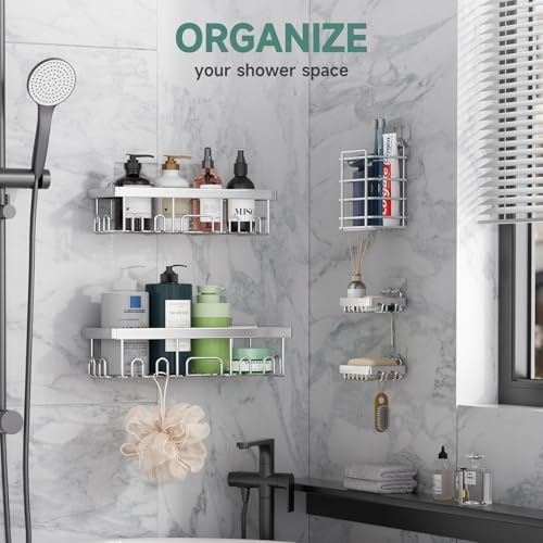 Veken Shower Caddy 5-Pack, Bathroom Organizers and Storage Shelves - Image 4