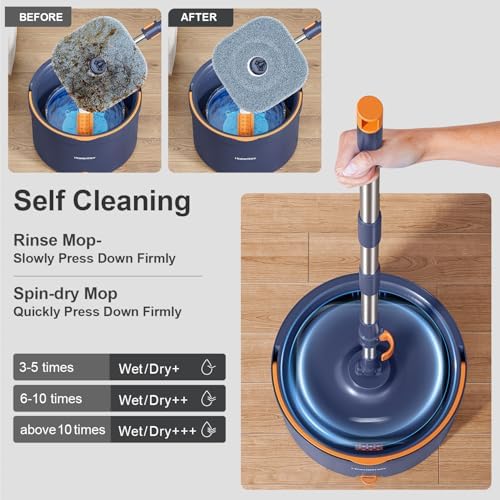 HoMettler Spin Mop and Bucket Set, Mop Bucket - Image 3
