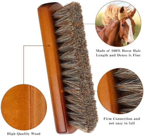 Shoe Brush, Horsehair Shoe Brush Shoe Cleaning Brush Boot Brush - Image 2
