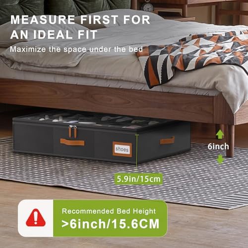 homyfort Shoe Organizer Under Bed, Fits 32 Pairs, Under bed Shoe Storage Boxes - Image 4