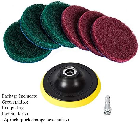 4 Inch Drill Powered Brush Tile Scrubber Scouring Pads Cleaning Kit - Image 2