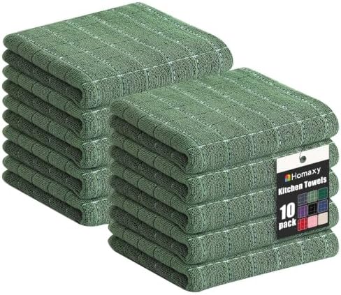 Homaxy 100% Cotton Terry Bulk Kitchen Towels, 10 Pack, Grass Green by Homaxy