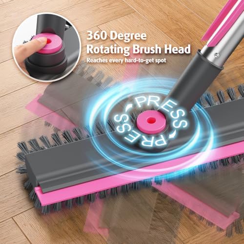 AIR U+ Floor Scrub Brush with Long Handle, 4 in 1 Floor Scrubber & Squeegee - Image 2