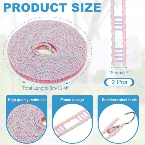 uxcell 2 Pcs Portable Travel Clothesline, 16.4ft Clothes Line Outdoors Travel - Image 2