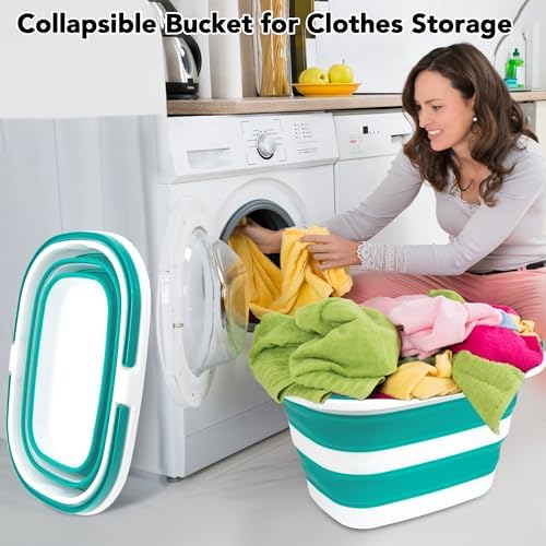 2 Pack Collapsible Mop Bucket, 16L Plastic Bucket - Image 5