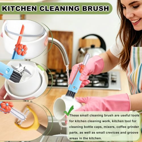 3 in 1 Cup Lid Gap Cleaning Brush, Portable Small Brush Red Green Blue - Image 3