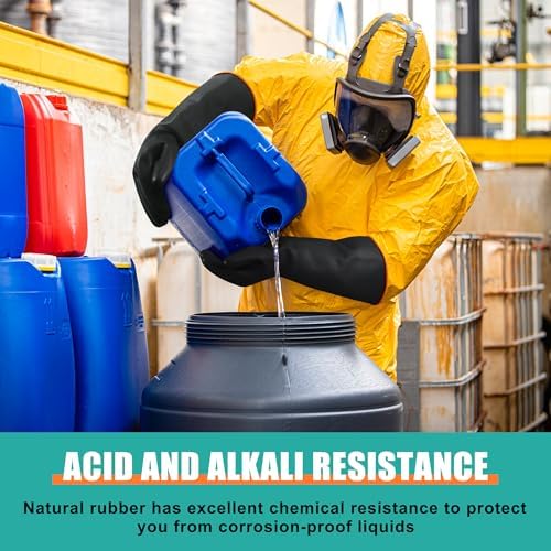 18" XL Size Latex Chemical Resistant Gloves, Reusable Heavy Duty Long Rubber - Image 5