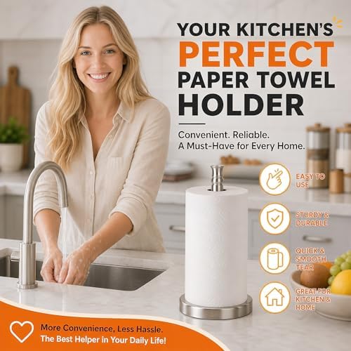 Paper Towel Holder Countertop, Standing Paper Towel Roll Holder - Image 2