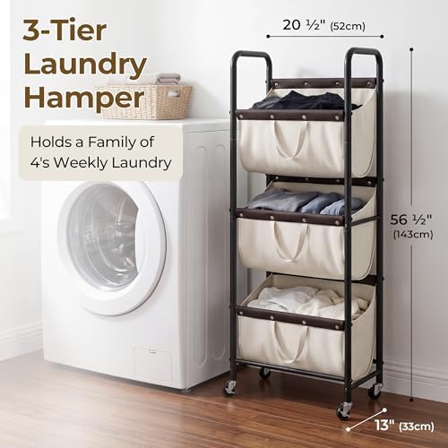 GRANNY SAYS 3 Tiered Laundry Sorter, Narrow Hamper Cart - Image 2