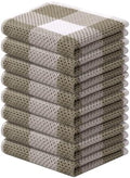 Mordimy Cotton Waffle Weave Dish Cloths, 8 Pack, Khaki & White by Mordimy
