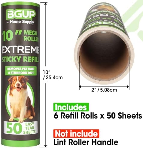 10 Inch Lint Roller Refills, 6 Rolls 300 Sheets Large Lint Rollers - Image 2