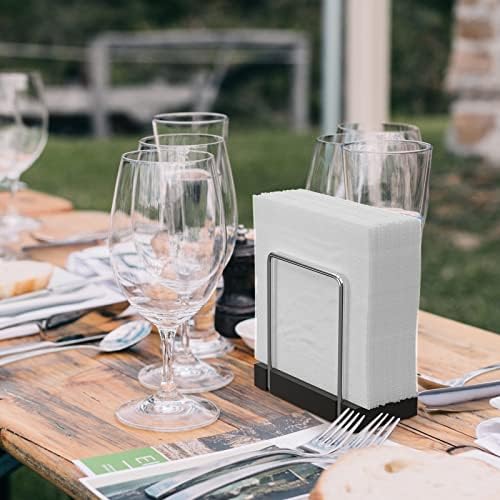 Wican Napkin Holder for Table, Bamboo Iron Standing Napkin Dispenser - Image 3