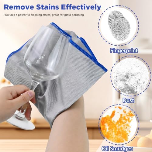 Puomue 12 Pack Microfiber Glass Cleaning Cloth, 320GSM Thick Lint Free Glass - Image 3