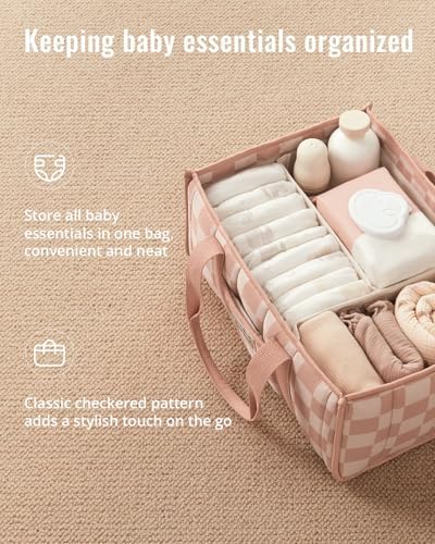 Blissful Diary Checkered Diaper Caddy Organizer, Storage Basket - Image 2