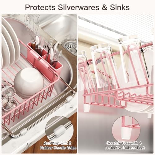 MAJALiS Pink Dish Drying Rack Over The Sink - Image 5