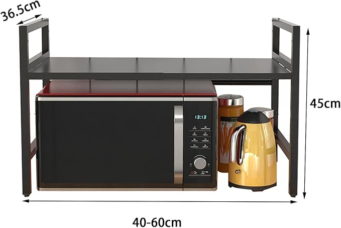 Microwave Storage Rack Microwave Oven Rack, Retractable Counter Toaster Storage Stand Shelf Kitchen Counter Shelf Microwave Mount Stand/2Tier