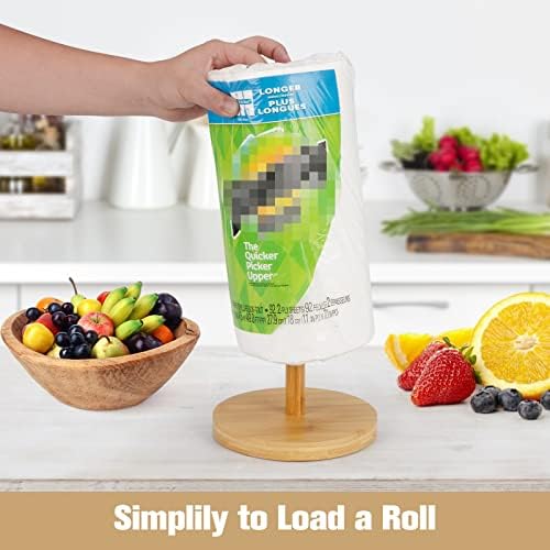 Bamboo Paper Towel Holder Countertop 1 Pack Thick Sturdy Base, Standing Paper - Image 6