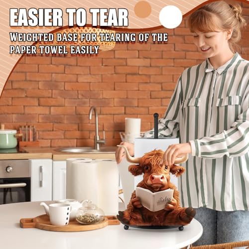 MorningRo Highland Cow Paper Towel Holder Countertop Kitchen Decor and - Image 4