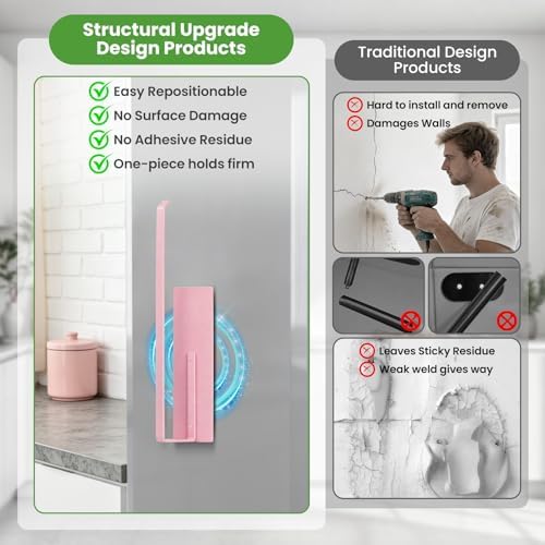 Paper Towel Holder, Toilet Paper Roll Holder Magnetic Towel Rack Wall Mount - Image 4