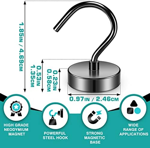 Grtard 10PCS Black Strong Magnetic Hook, 50lbs Neodymium Magnet - Image 2