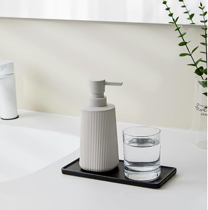 YAUKPH Small Soap Dispenser for Bathroom and Kitchen Matte Beige | Modern - Image 2