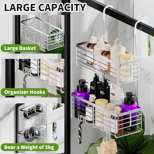 SHANSHUI Shower Hanging Caddy, Double Bathroom Showers Organizer Basket - Image 3