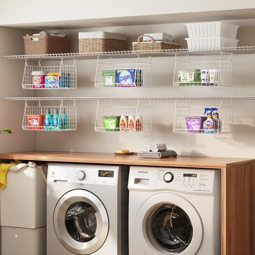 3-Tier Hanging Laundry Basket Organizer：Foldable Wire Shelf Laundry Room - Image 7