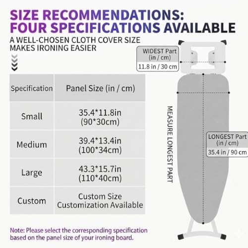 Insulated Mini Ironing Board Cover and Pad 11.8x35.4-15.7x43.3 Inch, 100% - Image 3