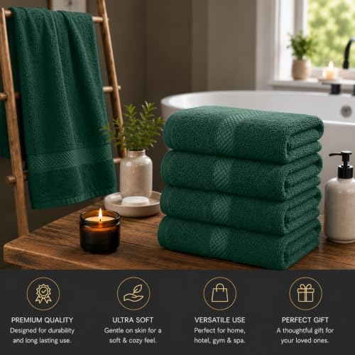 DAN RIVER 600 GSM Cotton Large Bath Towels Set of 4, 27 x 54 Inches H-Green - Image 4