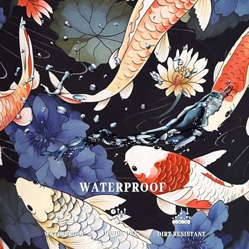 Koi Fish Pattern Laundry Basket Oxford Cloth Foldable Hamper 18.9x16.5 Inch - Image 5