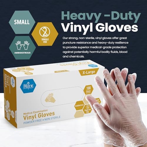 MED PRIDE Vinyl Exam Medical Gloves, Powder & Latex-Free - Image 2