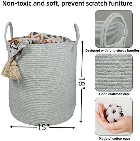 XUANGUO Cotton Rope Laundry Basket Hamper - Image 2