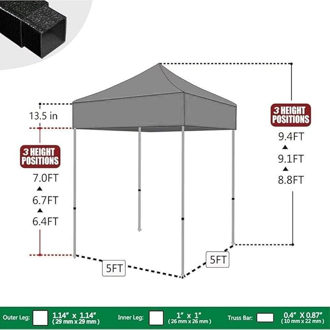 Eurmax USA 5'x5' Pop Up Canopy Tent Commercial Instant Canopies with Heavy Duty Roller Bag,Bonus 4 Sand Weights Bags (Navy Blue)
