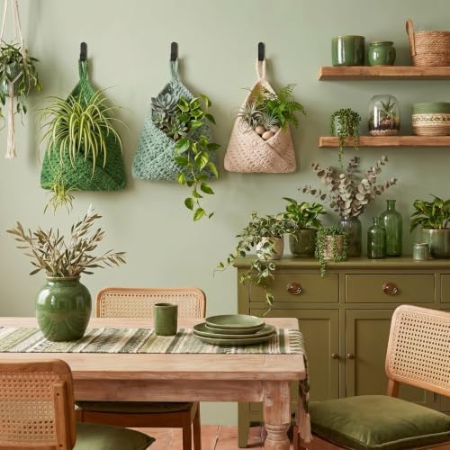Honeydak 3 Hanging Baskets, Sage Color Palette, Cotton Rope - Image 5