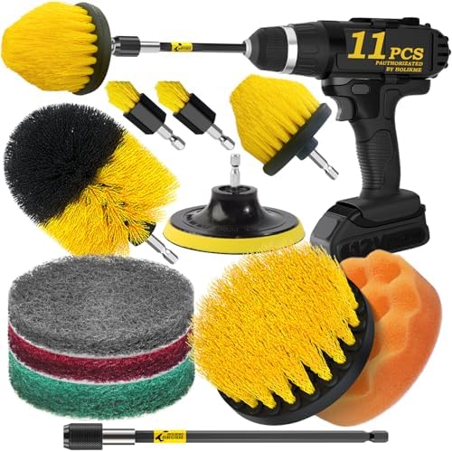 Holikme 11 Piece Drill Brush Attachment Set Scouring Pads Power Scrubber Brush by Holikme