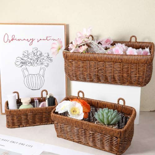 3 Pcs Woven Hanging Wall Baskets - Image 2
