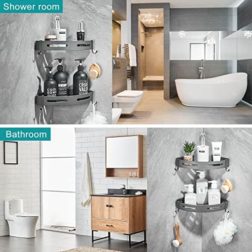 2-Tier Corner Shower Shelf, Dark Grey - Image 3