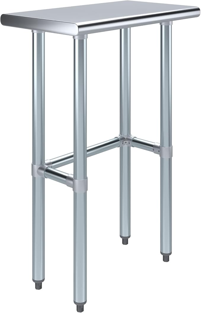 AmGood Stainless Steel Work Table Open Base | NSF | Laundry Garage Utility Bench (24" Long X 14" Deep)