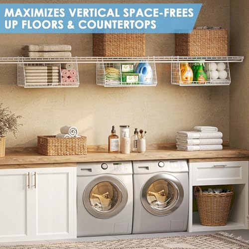 23.62” Extra-Long Under-Shelf Hanging Laundry Basket Organizer, Fits Wire - Image 6