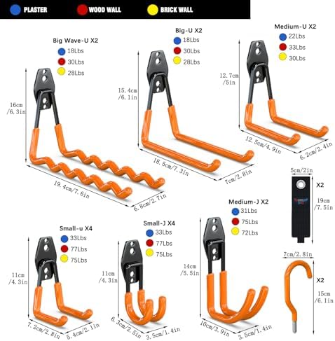 3-H Heavy Duty Garage Wall Hooks 20 Pack, Anti-Slip PVC Coating Wall Mount - Image 2